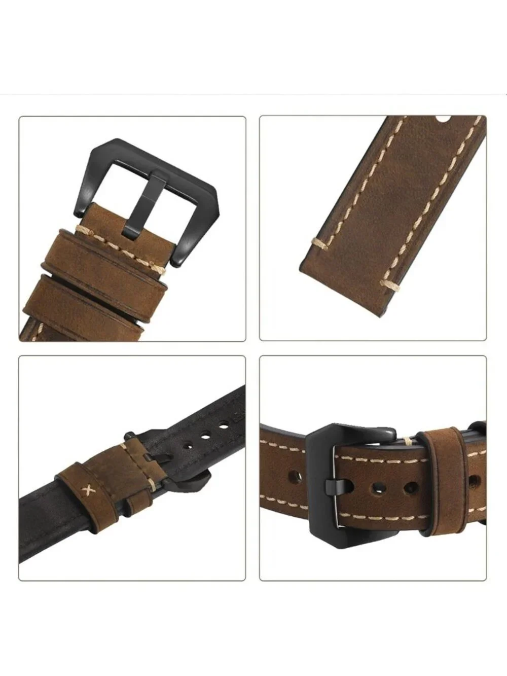 Vintage Leather Watch Bands for Men - Thick Crazy Horse & Tanned Styles, 20-26mm